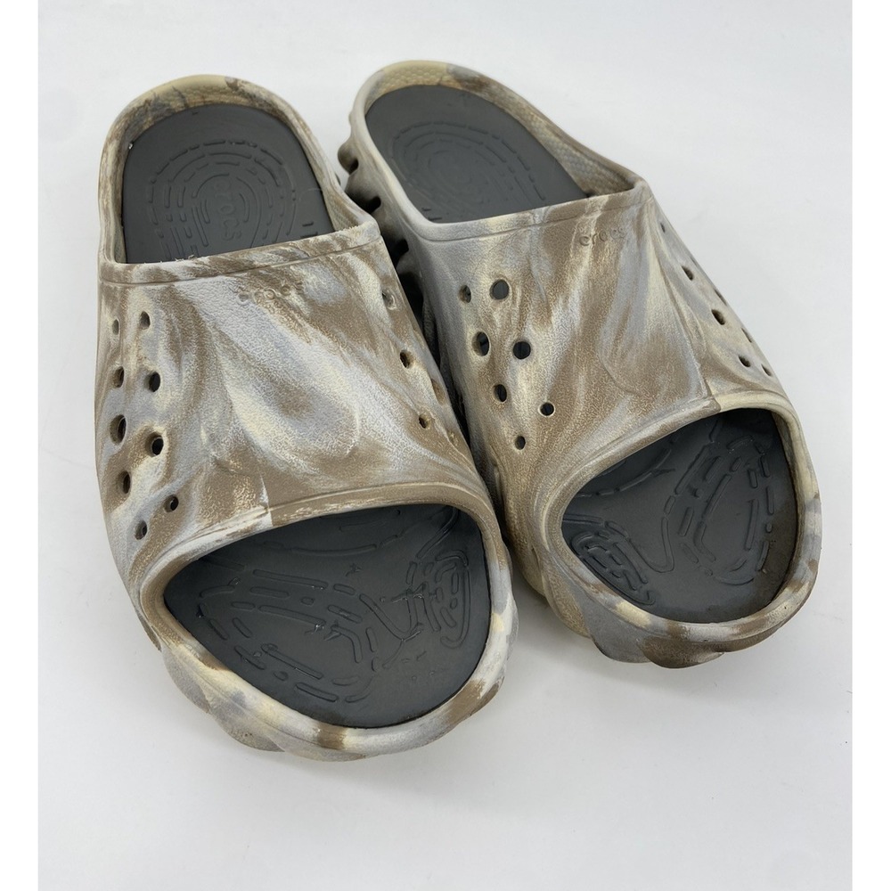 Crocs Shoes Echo Marbled Slides Womens 8 Mens 6 Slide Slip On 208467 Tan Outdoor